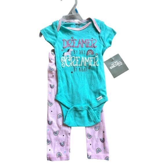NWT Love Your Onesies Unicorn Dreamer By Day 2 Piece Bodysuit & Pants Set 3-6 mo - Picture 1 of 1